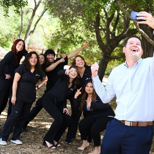 the staff of Hodges Orthodontics taking a fun selfie